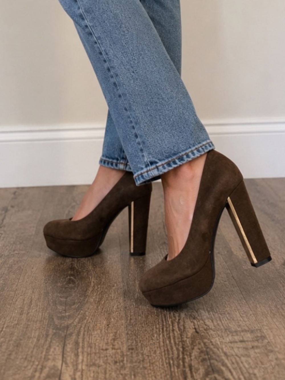 DESIGN LAB Brown 90s Retro Platform Heel Size 6.5